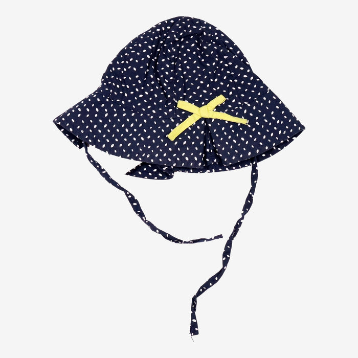 WEEK-END A LA MER 12 mois chapeau bleu à taches blanches noeud jaune