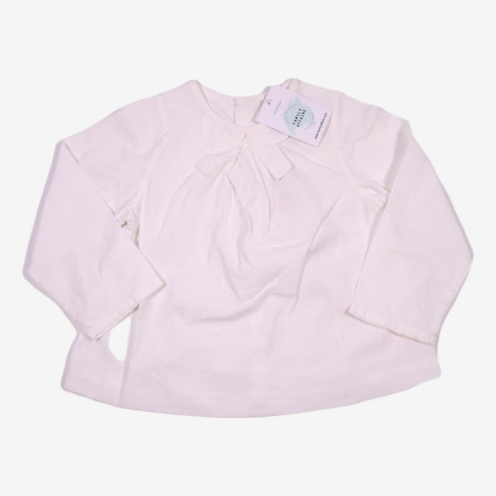 JACADI 3 ans Blouse blanche col rond style noeud pap