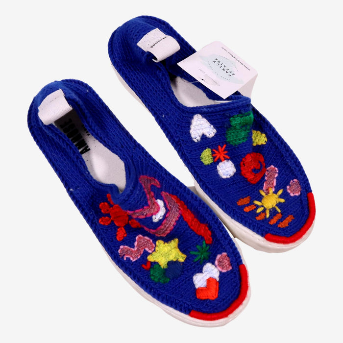 AMROSE P36 basket slippers en maille bleu