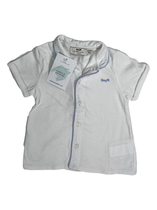 CYRILLUS 6 mois chemise blanche avec liseret bleu rayé