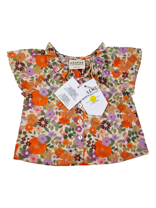 ARSENE ET LES PIPELETTES neuf 3m blouse fleurs orange