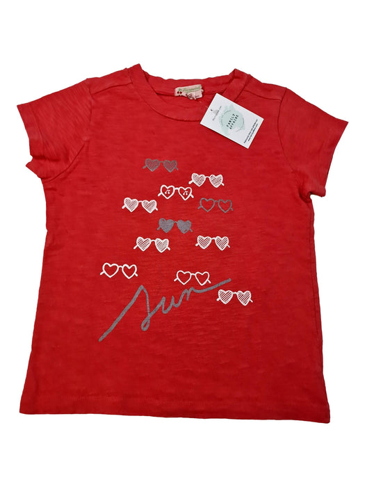 BONPOINT 8 ans tee shirt rouge coeur lunette
