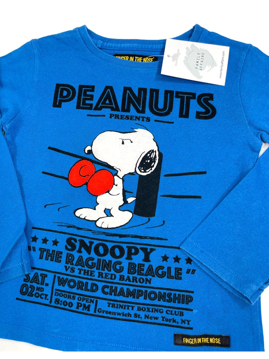 FINGER IN THE NOSE 3 ans tee shirt bleu snoopy