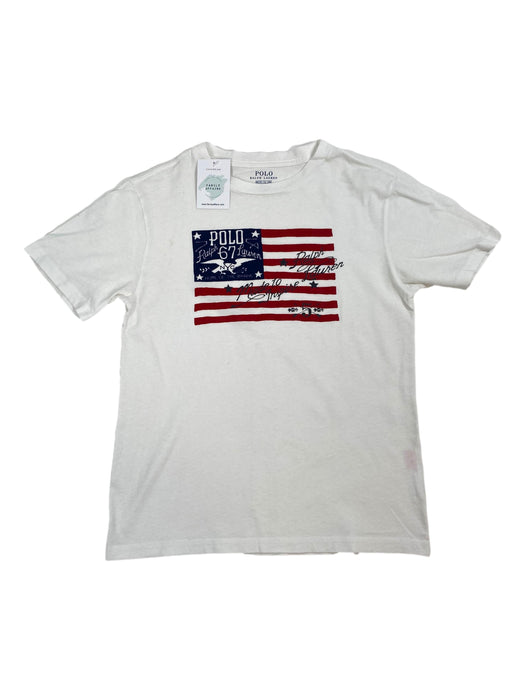 RALPH LAUREN 12 ans T-shirt blanc drapeau américain