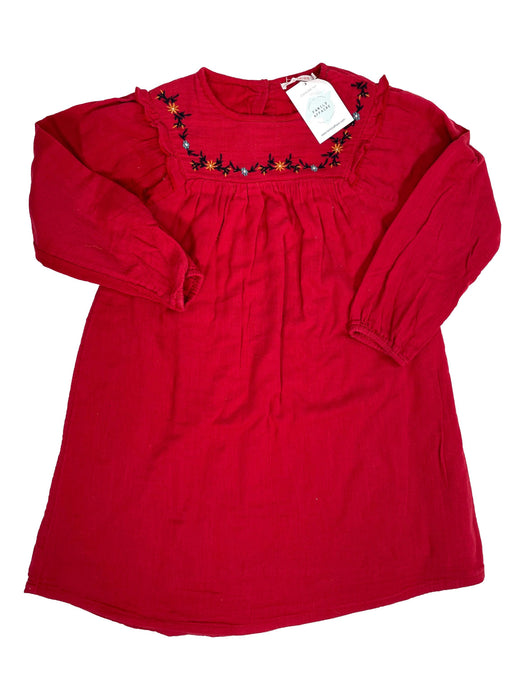 MONOPRIX 8 ans Robe rouge broderies