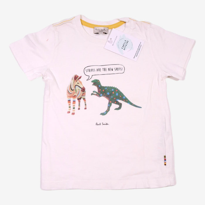 PAUL SMITH 2 ans Tee-shirt blanc "stripes are the new spots"