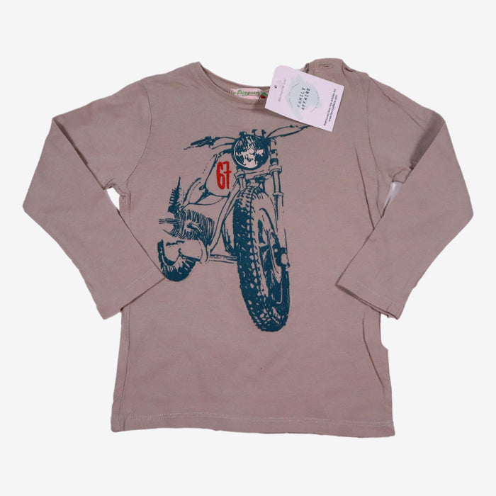 BONPOINT 2 ans T-shirt taupe motif moto