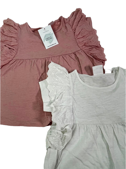 ZARA 4/5 ans lot 2 tee shirt rose et blanc (défaut)