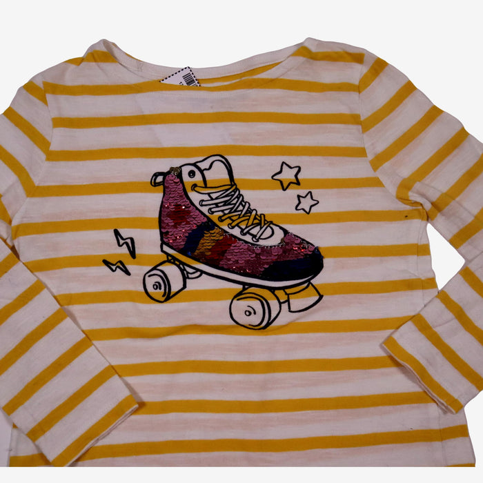 MONOPRIX 4 ans Tee-Shirt Roller paillettes rayures jaunes