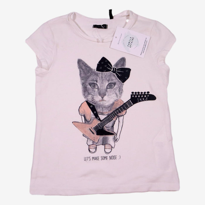 IKKS 4 ans Tee-shirt chat rock blanc