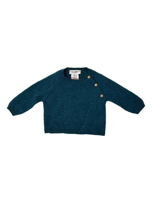 LES LUTINS 6 mois Pull 100% cachemire turquoise