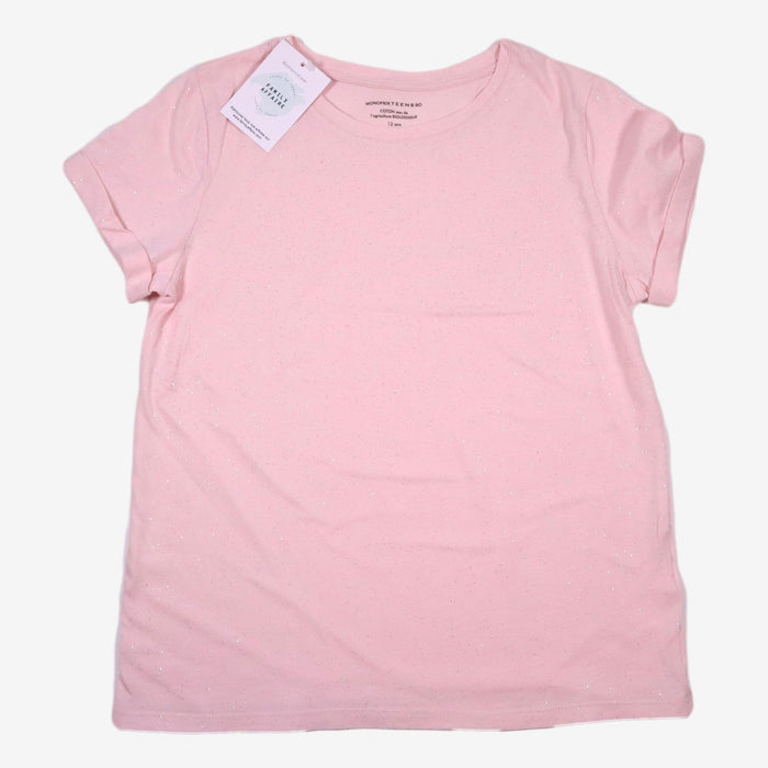MONOPRIX 12 ans Tee-shirt rose pailleté