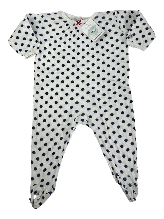 PETIT BATEAU 12 mois pyjama blanc pois bleu