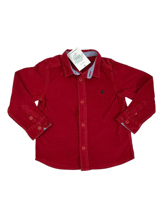 PETIT BATEAU 4 ans chemise en velours lisse rouge