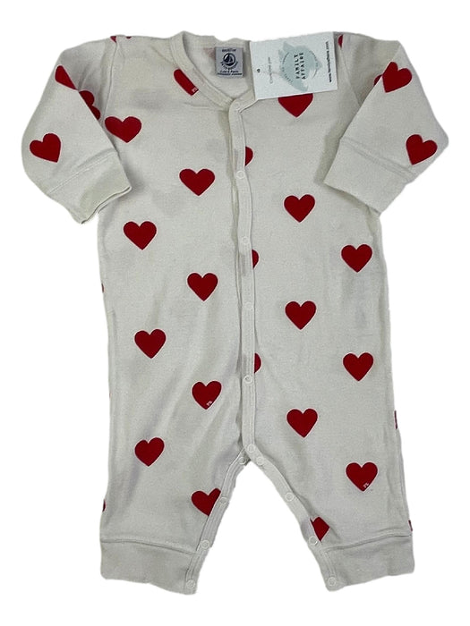PETIT BATEAU 6 mois pyjama blanc coeur rouge