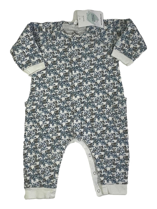 PETIT BATEAU 6 mois pyjama fleurs bleues et animaux