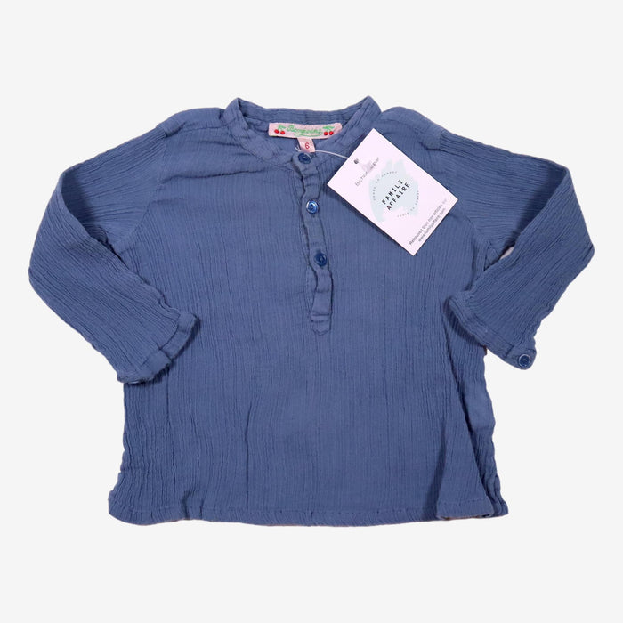 BONPOINT 6 mois chemise bleu tissue crépon coton
