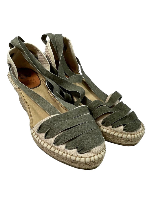 SALVI P37 sandales espadrilles compensées liens vert