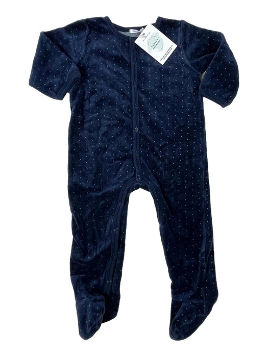 PETIT BATEAU 18 mois pyjama bleu velours  pois