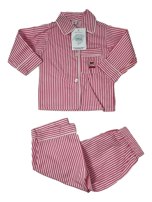 Pyjama 12 mois rayée rose brodé main