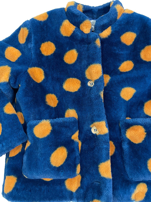 BOBO CHOSES 6/7 ans manteau fausse fourrure bleu a pois