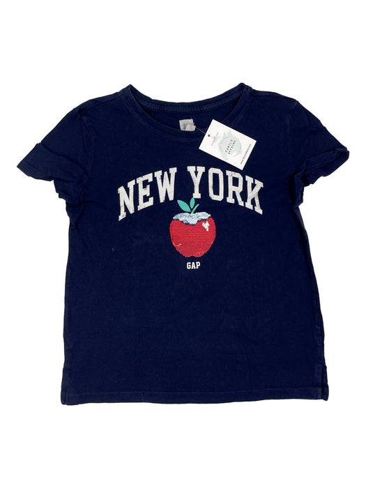 GAP 8 ans tee shirt bleu new york pommes sequins