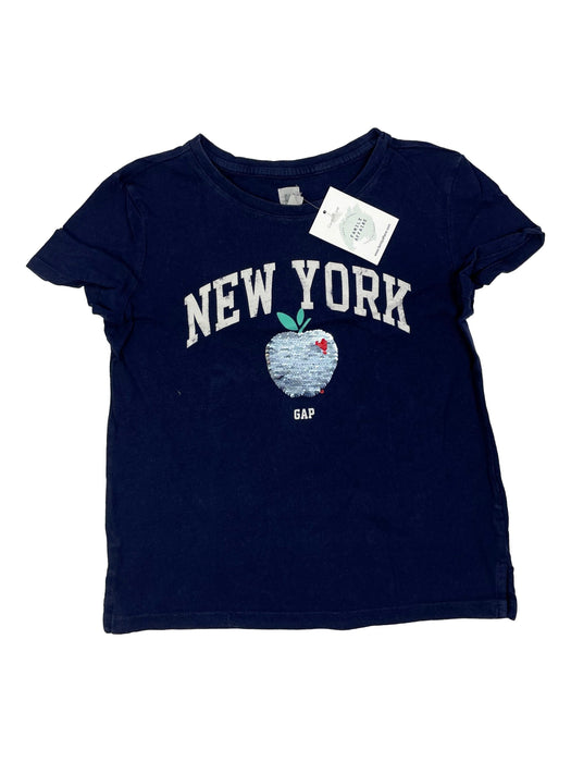 GAP 8 ans tee shirt bleu new york pommes sequins