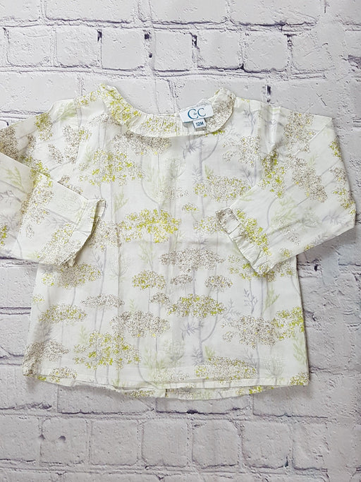 blouse col bebe grise et verte C de C chemisier (4337982636080)